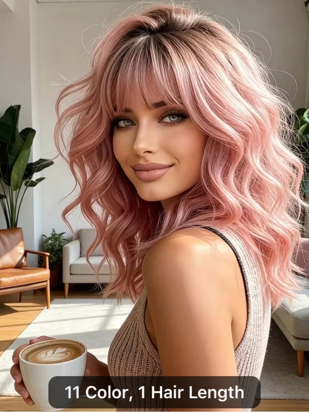 Women’s Pastel Pink Wavy Lace Front Wig - Soft Pink Hair